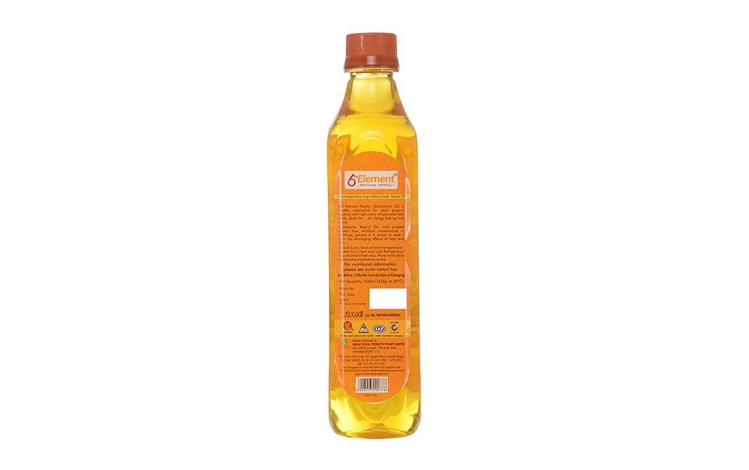 6th Element Cold Pressed Peanut Oil (Unrefined)   Plastic Bottle  500 millilitre
